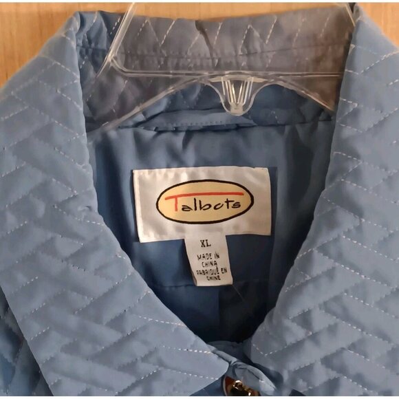 TALBOTS Women’s Size XL JACKET Coat Lined Spring Fall Pea Coat Quilted Pale Blue - Picture 2 of 6